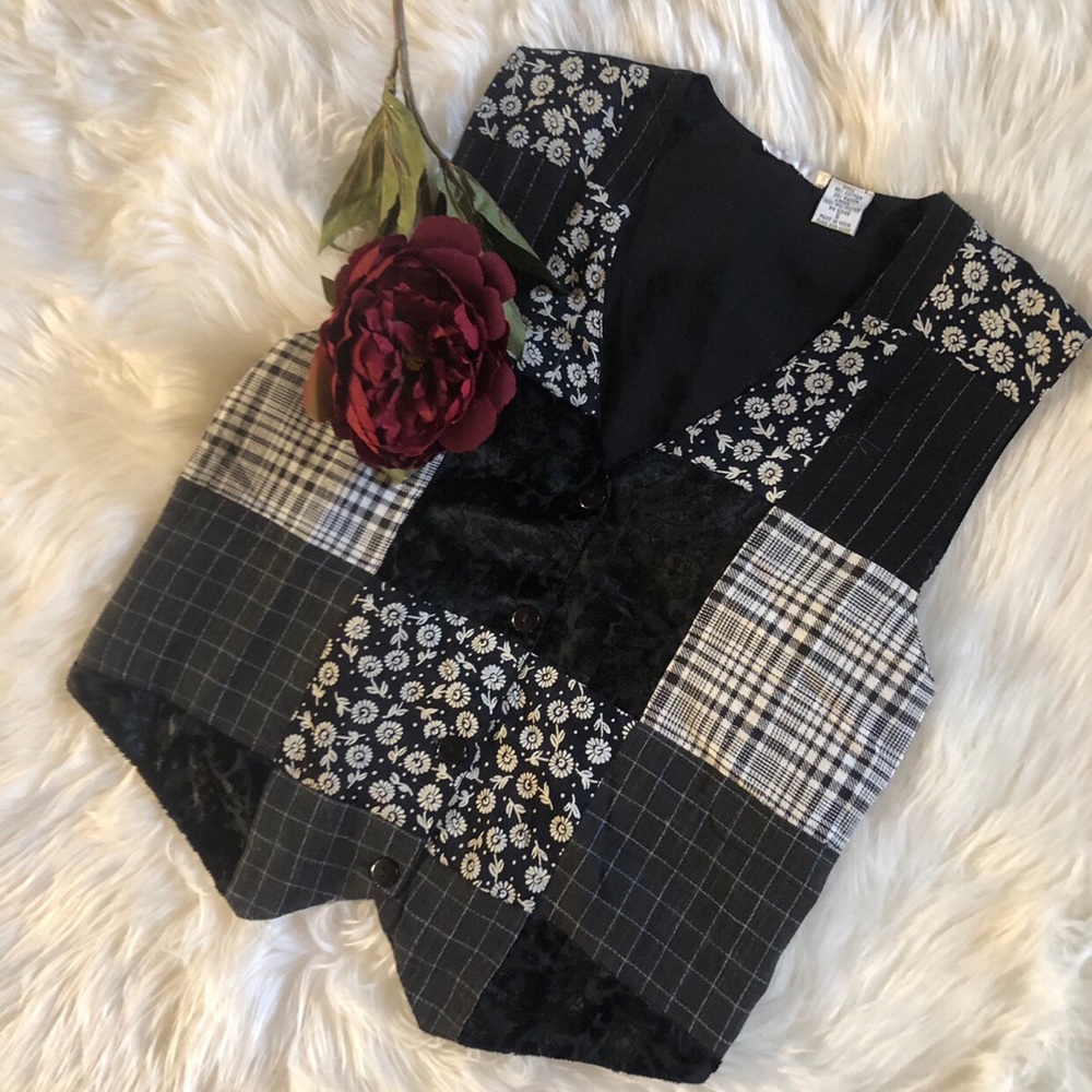 Vintage 90s Blossom Patchwork Vest